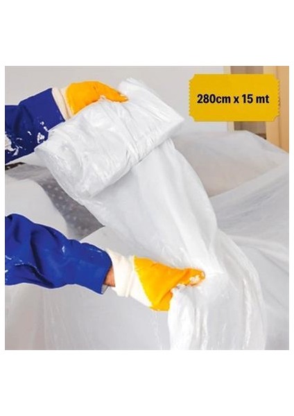 Buffer® Boya Badana Eşya Koruma Hışır Örtüsü 280CM x 15 mt Yapışkanlı Hışır Örtü