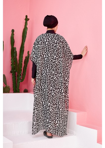 Mayo Üzerine Kaftan Pareo 430-130 Leopar Beyaz fırsatları