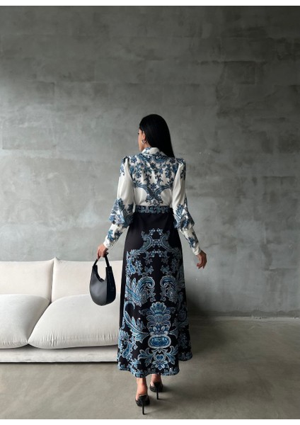 Atlas Kumaş Elbise (Kemer Dahildir)-Siyah fiyatları