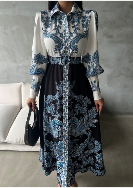 Atlas Kumaş Elbise (Kemer Dahildir)-Siyah fırsatları