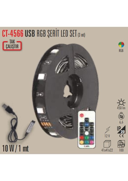 CT-4566 Tv Rgb Şerit LED Seti Uzaktan Kumandalı