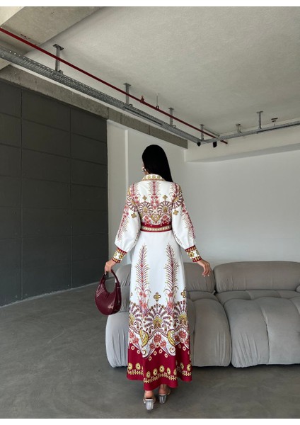 Atlas Kumaş Elbise (Kemer Dahildir)-Kırmızı modelleri