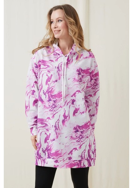 Batik Desenli Kapüşonlu Sweatshirt