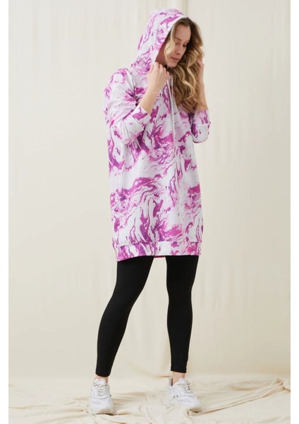 Batik Desenli Kapüşonlu Sweatshirt fırsatları