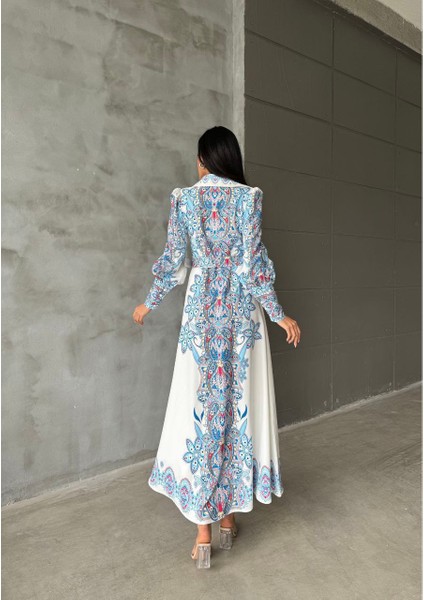 Atlas Kumaş Elbise (Kemer Dahildir)-Beyaz modelleri