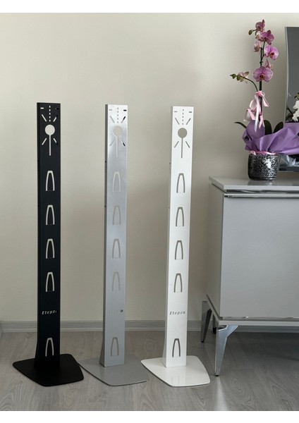 Tasarım Tescilli Dikey Şarjlı Süpürge Standı -1,2 mm Kule + 4 mm Ağır Taban, 6 Başlık Tutucu, Kablo Düzenleyici