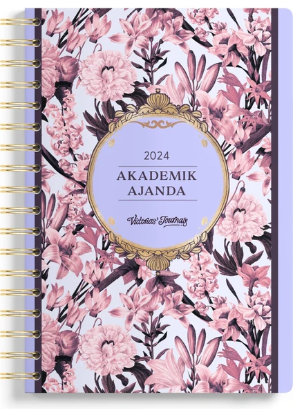 Victoria's Journals Spiralli Sert Kapak Akademik Ajanda 2024-2025 Lastikli 17X23 cm 100 Gram 192 Sayfa 124-1271