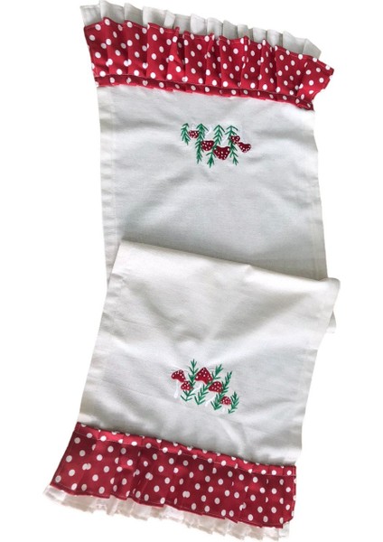 Mantar Nakışlı, Fırfırlı, Buldan Keten Runner fiyatları