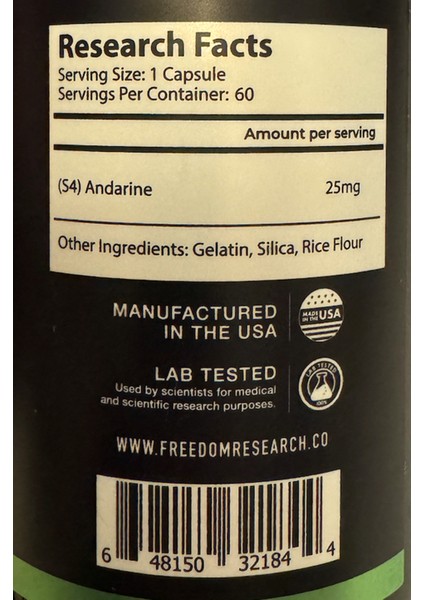 S4 Andarıne 25MG 60 Capsul made In Usa
