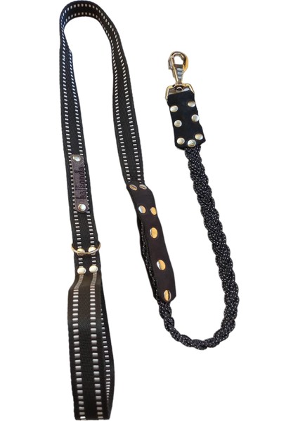 Köpek gezdirme tasması siyah lastikli kolon kalın kancalı genişlik:2,5cm uzunluk:120cm dog leash B5-12