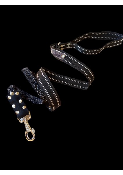 Köpek gezdirme tasması siyah lastikli kolon kalın kancalı genişlik:2,5cm uzunluk:120cm dog leash B5-12