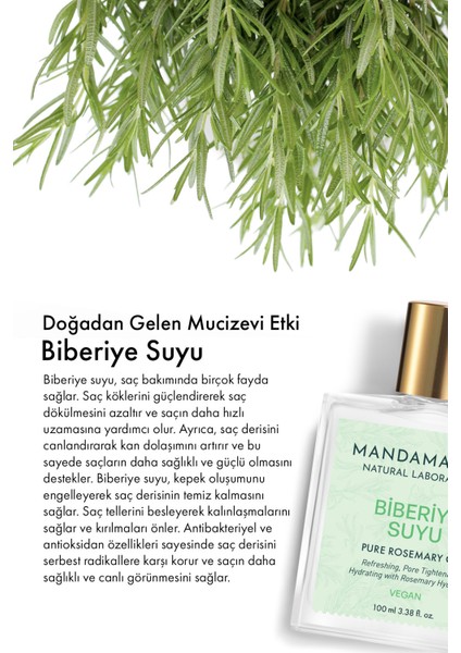 Biberiye Suyu Güçlendirici Saç Toniği Doğal ve Saf 100 ml Cam Şişe Spreyli modelleri