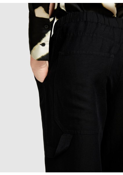 Yüksek Bel Box Fit Siyah Kadın Pantolon 40Brlf051 fırsatları