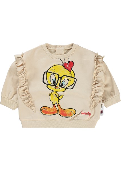 Kız Bebek Sweatshirt 6-18 Ay Taş Rengi