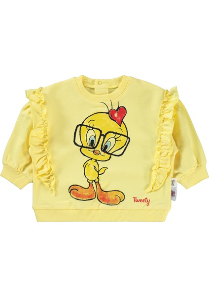 Kız Bebek Sweatshirt 6-18 Ay Açık Sarı