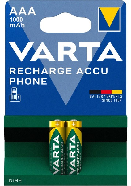 Şarjli Pil Aaa Ince 1000MAH Ni-Mh (2 Adet) Varta