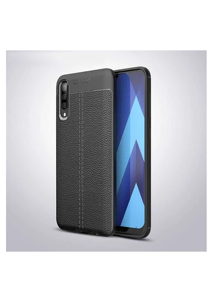 Techno Guru Samsung Galaxy A70 Deri Desenli Yüksek Koruma Sağlayan Niss Premium Silikon Kılıf