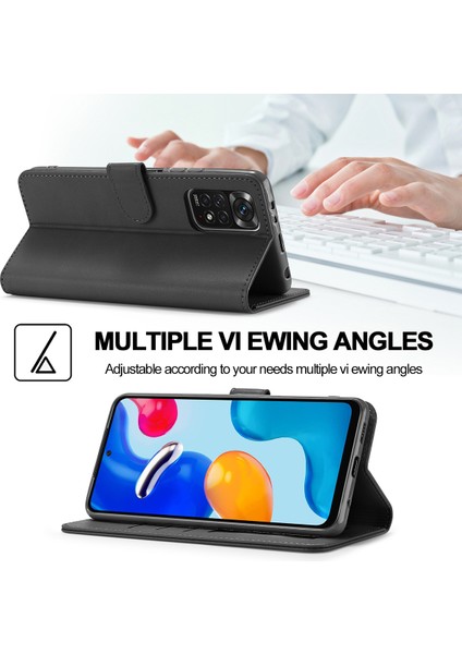 Xiaomi Redmi Note 11S/NOTE 11 4g Için Flip Standlı Deri Cüzdan Telefon Kılıfı - Siyah (Yurt Dışından)