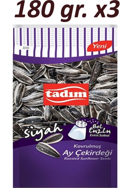 Kavrulmuş Taze Siyah Çekirdek Bol Tuzlu, Tuzsuz Karma Paket (180 gr.) 3'er Adet Yeni Mahsul