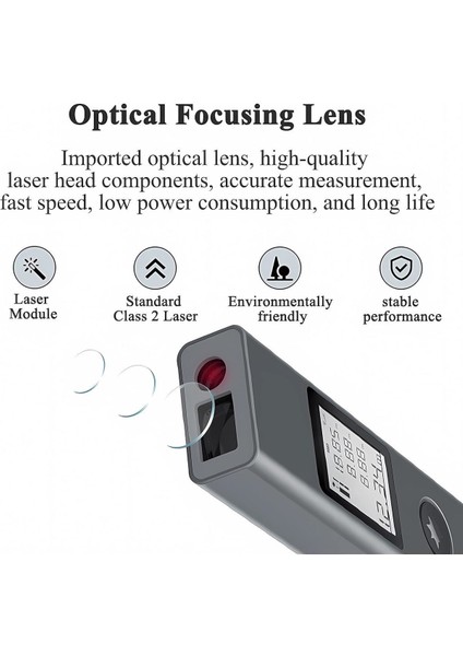 Earldom Ls-P Lazer Dijital Mesafe Ölçer 40M Hacim Ölçer Pisagor Modu LCD Ekran Lazerli Mesafe Ölçüm Cihazı