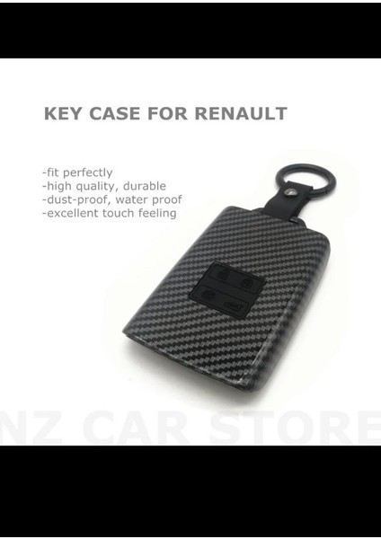 Renault Megane 4 Clio 5 Austral Siyah Karbon Kart Modele Uygun Anahtar Kılıfı