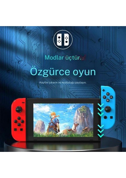 Ns Switch Uyumlu 2'li J-C Joycon Pad Controller Gamepad oyun kolu Turkuaz-Yeşil