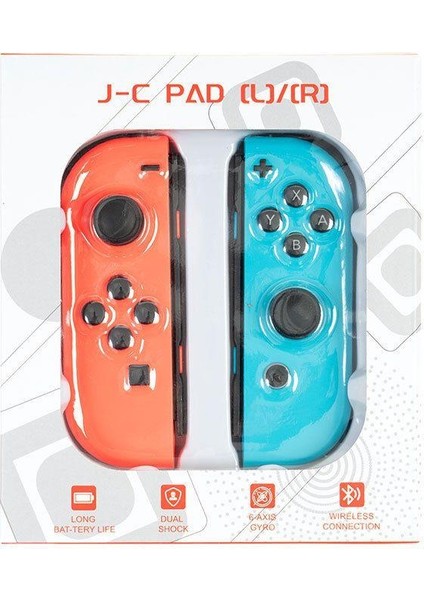 Ns Switch Uyumlu 2'li J-C Joycon Pad Controller Gamepad oyun kolu Kırmızı-Mavi