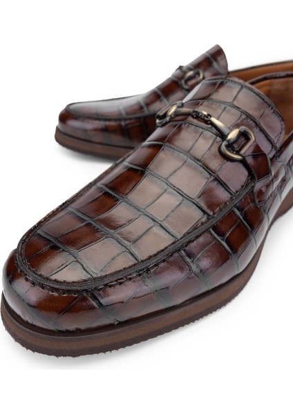 Erkek Hakiki Deri Kahverengi Loafer Ayakkabı 183 30351 Erk Ayk Y24 Kahve Kroko modelleri