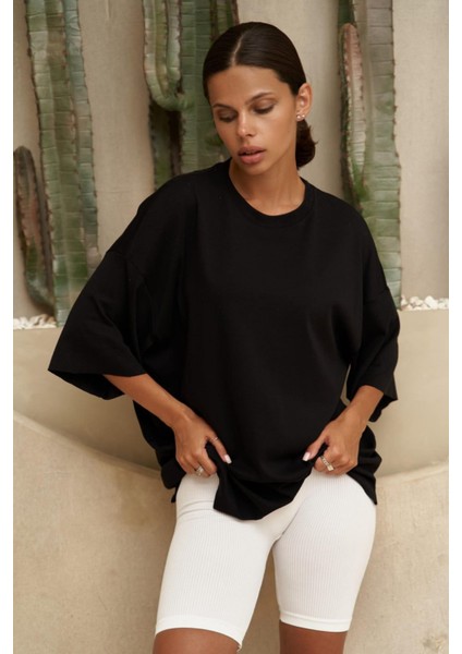 Lux Kadın Kısa Kollu Tişört Siyah