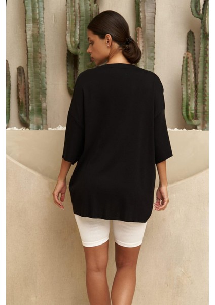 Lux Kadın Kısa Kollu Tişört Siyah modelleri