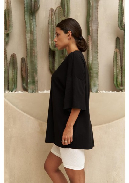 Lux Kadın Kısa Kollu Tişört Siyah fırsatları