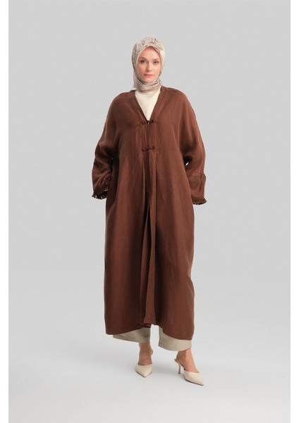 Kupra Keten Abaya 24Y5510 Acı Kahve