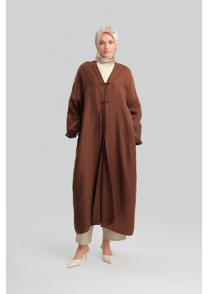 Kupra Keten Abaya 24Y5510 Acı Kahve