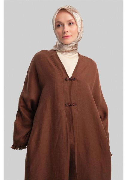 Kupra Keten Abaya 24Y5510 Acı Kahve