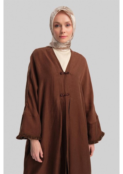 Kupra Keten Abaya 24Y5510 Acı Kahve
