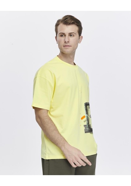 Yanda Fermuar Baskılı Oversize Tişört