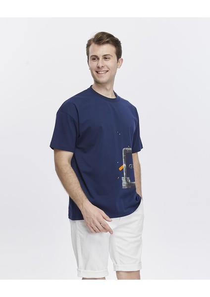 Yanda Fermuar Baskılı Oversize Tişört