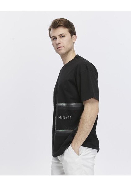 Yanda Fermuar Baskılı Oversize Tişört modelleri