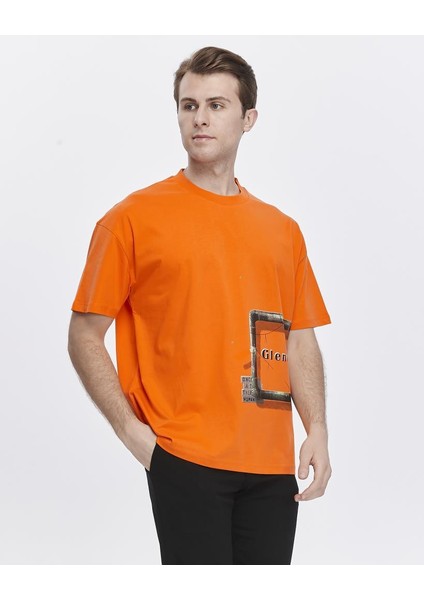 Yanda Fermuar Baskılı Oversize Tişört