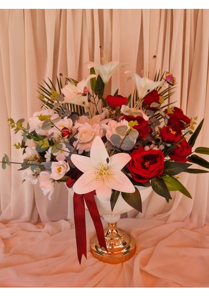 Kız Isteme Çiçeği Vazolu Yapay Çiçek Aranjman fiyatları