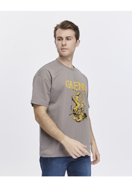 Astronot Baskılı Oversize Tişört