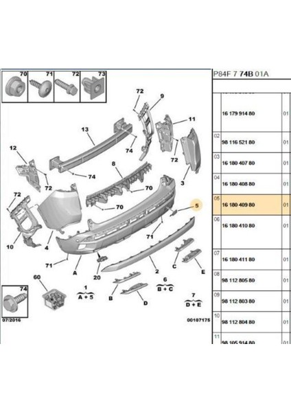 Arka Tampon Çeki Kapak 3008 (MGA941797-1618040980) fiyatları