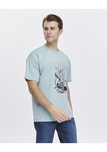 Astronot Baskılı Oversize Tişört