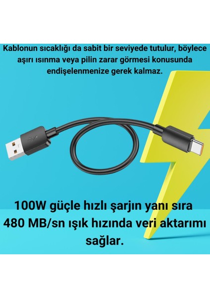 Super Şarj 0.25CM 100W Type-C Şarj Kablosu Kısa Powerbank Kablosu Şarj Kablosu