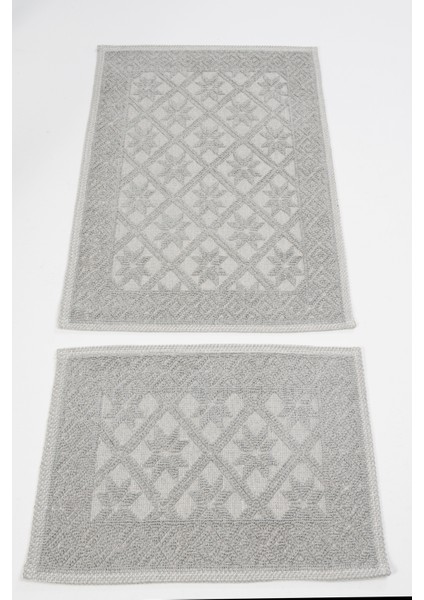 Yıldız 2'li Banyo Pamuk Paspas Seti, Kaymaz Taban, Şık ve Dayanıklı 53X85 / 53X42,5 Ölçülerinde
