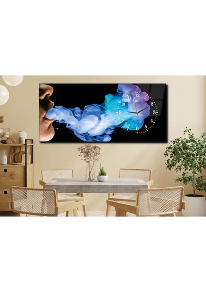 Yatay Yandan Saatli Sanat ve Doğa Temalı Cam Tablo YSYS024 modelleri