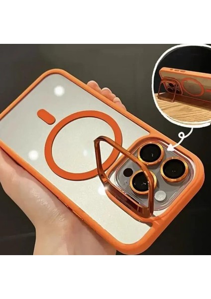 iPhone 15 Plus ile Uyumlu Kamera Lens Hediyeli Stand Olabilen Magsafe ile Uyumlu Adventure Magnetic