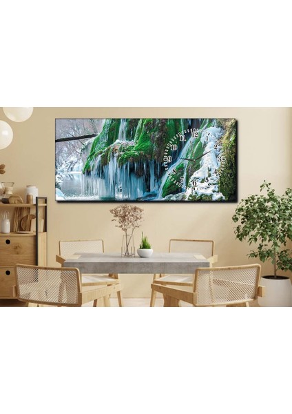 Yatay Yandan Saatli Sanat ve Doğa Temalı Cam Tablo YSYS095 modelleri