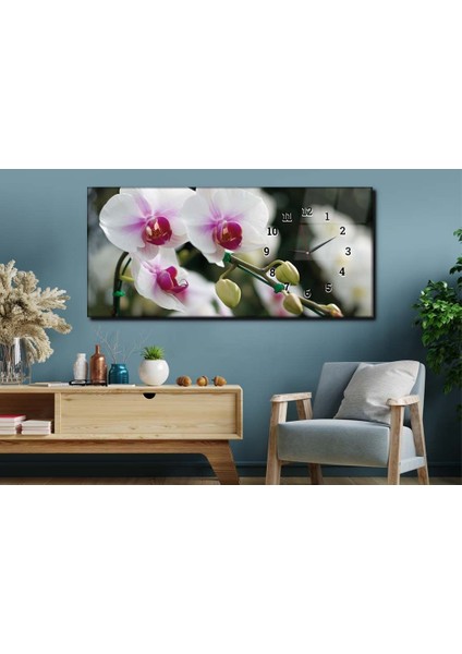 Yatay Yandan Saatli Sanat ve Doğa Temalı Cam Tablo YSYS200