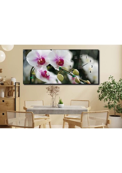 Yatay Yandan Saatli Sanat ve Doğa Temalı Cam Tablo YSYS200 modelleri